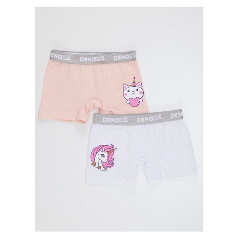 Denokids Girl's Pink-white 2 Piece Boxer Suit