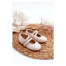 Patent leather children's ballet flats with straps, Beige Margenis