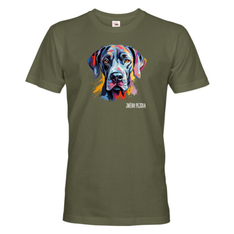 Pánské tričko s potlačou plemena Nemecká doga s voliteľným menom