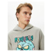 Koton Monster Printed Hoodie Casual Fit Long Sleeve Ribbed