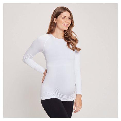 Dámske bezšvové tehotenské tričko MP s dlhými rukávmi – biele