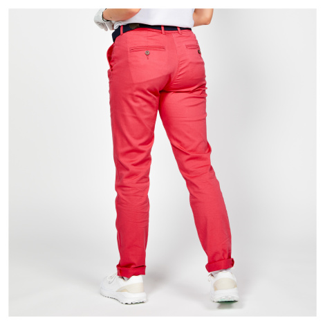 Dámske bavlnené golfové chino nohavice MW500 ružové INESIS