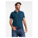 Ombre Men's pique knit polo shirt without buttons - navy blue