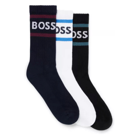 Three Pair Pack Of Short Socks With Stripes And Logo Hugo Boss