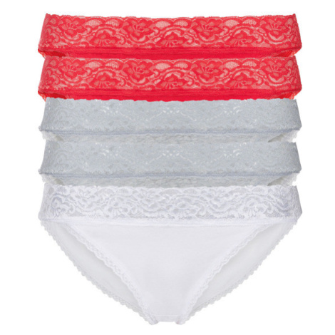 esmara® Dámske mininohavičky s čipkou, 5 kusov (červená/sivá/biela)