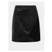 Čierna koženková sukňa s detailom v semišovej úprave VILA Hallo