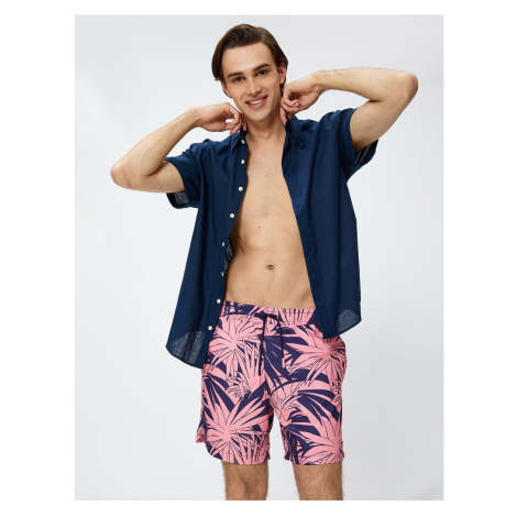 Koton Swimsuit Shorts Leaf Printed Waist With Pockets