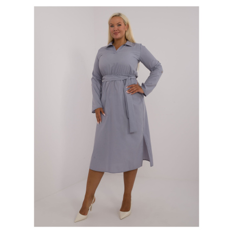 Sivé bavlnené plus size šaty LK-SK-509675.88-grey