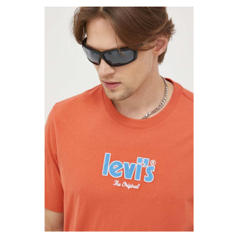Bavlnené tričko Levi's oranžová farba, s nášivkou Levi´s