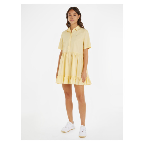 Light Yellow Ladies Shirt Dress Tommy Jeans - Ladies Tommy Hilfiger