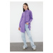 Trendyol Purple Midi Length Crinkle Woven Shirt