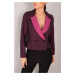 armonika Women's Fuchsia Double Breasted Collar Two Color Cachet Crop Jacket