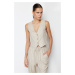 Trendyol Beige Regular Cotton Crop Linen Woven Vest