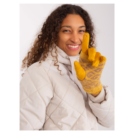 Dark yellow two-piece touch gloves