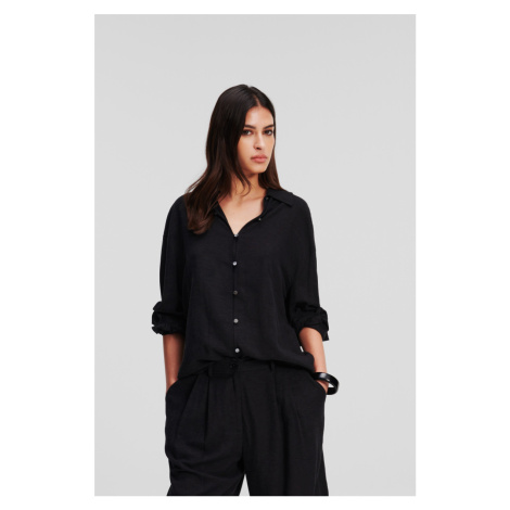 Košeľa Karl Lagerfeld Linen Blend Shirt Black