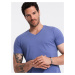 Ombre BASIC men's cotton classic tee with v-neck - purple