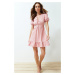 Trendyol Powder Waist V-Neck Bow Detailed Mini Woven Dress