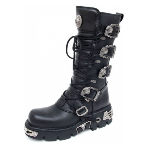 topánky kožené NEW ROCK 5-Buckle Boots (402-S1) Black Čierna