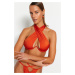 Trendyol Cinnamon Underwire Inverted V Underwire Bikini Top