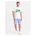 Ombre Men's LOOSE FIT melange fabric shorts - light blue