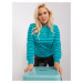 Turquoise plus size blouse with long sleeves