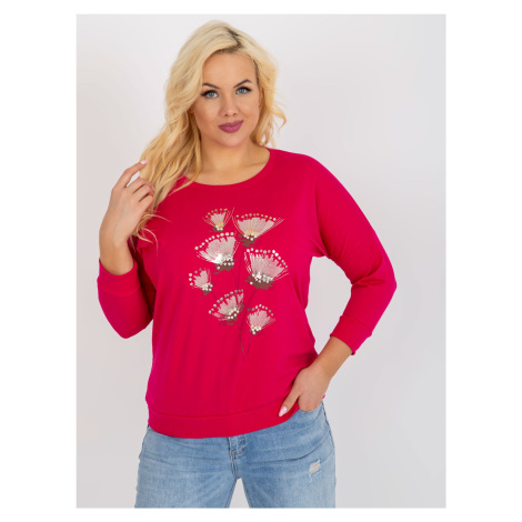 Women's fuchsia blouse plus size with patches