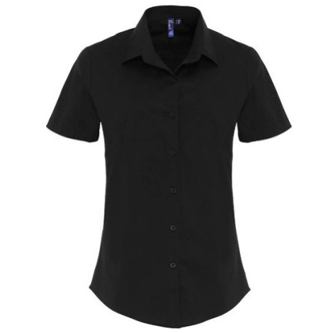 Premier Workwear Dámska bavlnená košeľa s krátkym rukávom PR346 Black