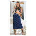 Sexy Highwaist Maxi Denim Skirt with Slit denimblue 44