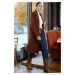 Trendyol Brown Soft Texture Long Coat Look Knitwear Cardigan