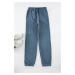 Trendyol Indigo Oversize/Wide Cut Fabric Mix Sweatpants