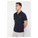 Trendyol Navy Blue Regular/Normal Cut Embroidered Textured Polo Collar T-Shirt