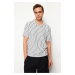 Trendyol Navy Blue Regular/Normal Cut Striped Textured Polo Neck T-shirt