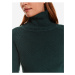 Tmavozelený dámsky rebrovaný sveter so stojačikom TOP SECRET
