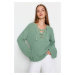 Trendyol Mint oversize pletený sveter