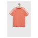 Detské bavlnené tričko adidas U 3S oranžová farba, s nášivkou