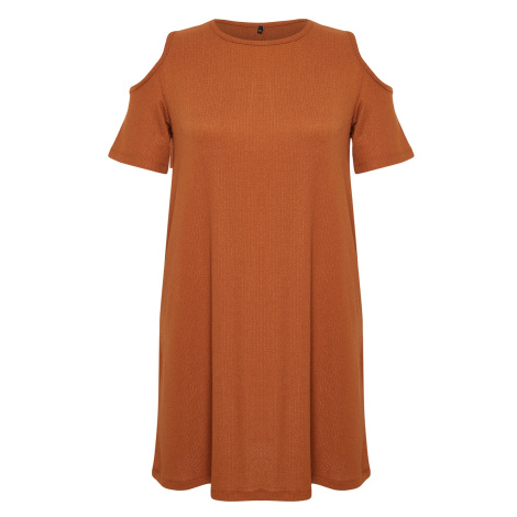 Trendyol Curve Brown A-line Mini Knitted Dress
