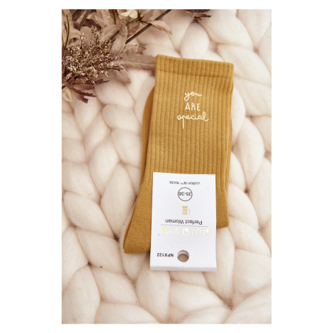 Women's plain socks with yellow lettering