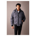 DEFACTO Detachable Hooded Puffer Jacket Zippered Pocket Fleece Lined