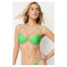 Trendyol Green Balconette Draped Bikini Top