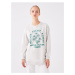 LC Waikiki Crew Neck Printed Long Sleeve Oversize Women's Sweatshirt Tunic