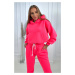 Insulated set with sweatshirt with tying at the bottom of pink neon color