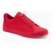 Ombre Casual one-color men's sneakers with combined materials - red