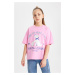 DEFACTO Girl Oversize Fit Printed Short Sleeve T-Shirt