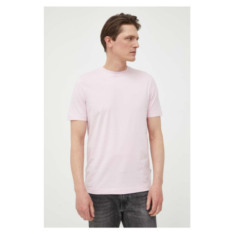 Bavlnené tričko BOSS pánsky,ružová farba,jednofarebný,50468347 Hugo Boss