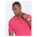 Tmavo ružové pánske polo tričko Ombre Clothing