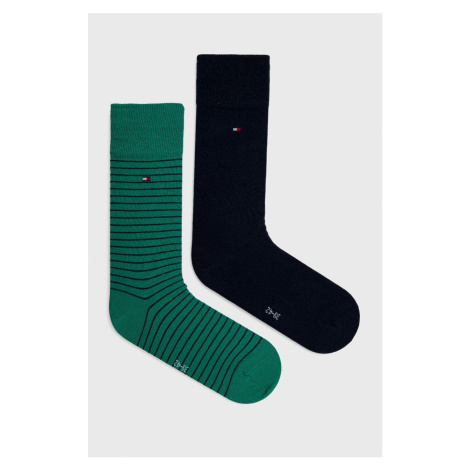 Ponožky Tommy Hilfiger 2-pak pánske, zelená farba, 100001496