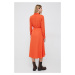 Šaty Calvin Klein oranžová farba, midi, priliehavá