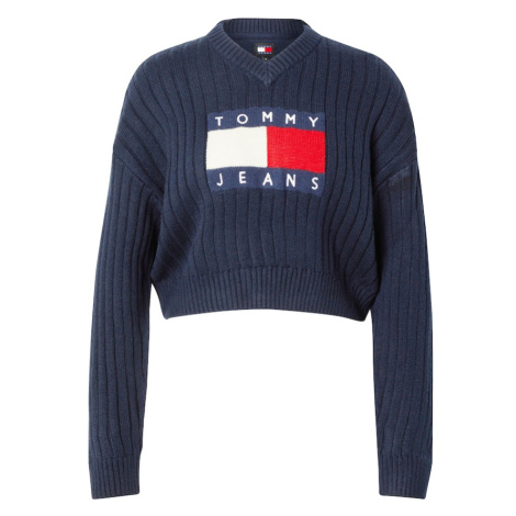 Tommy Jeans Sveter  námornícka modrá / červená / biela Tommy Hilfiger