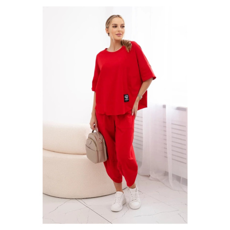 Women's set blouse + trousers - red