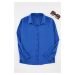 Trendyol Curve Blue Buttoned Regular Cut Woven Plus Size Shirt